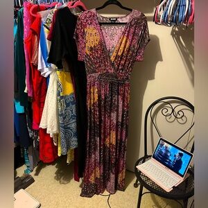 3X Multicolor Floor Length Women's Dress